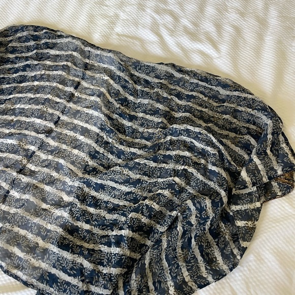 Soft Surroundings Sheer Navy Stripe Gold Beaded sequin cardigan top - Picture 8 of 8